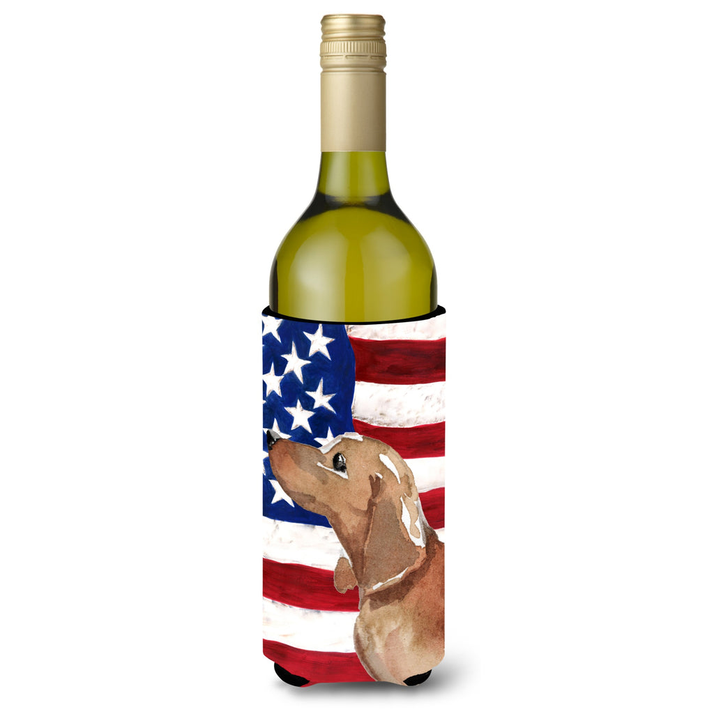 Red Tan Dachshund Patriotic Decorative Bottle Hugger