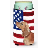 Caroline'S Treasures Red Tan Dachshund Patriotic Decorative Can Hugger, Tall, Multicolor
