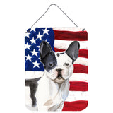 Caroline'S Treasures Black White French Bulldog Patriotic Metal Print, 16 X 12, Multicolor