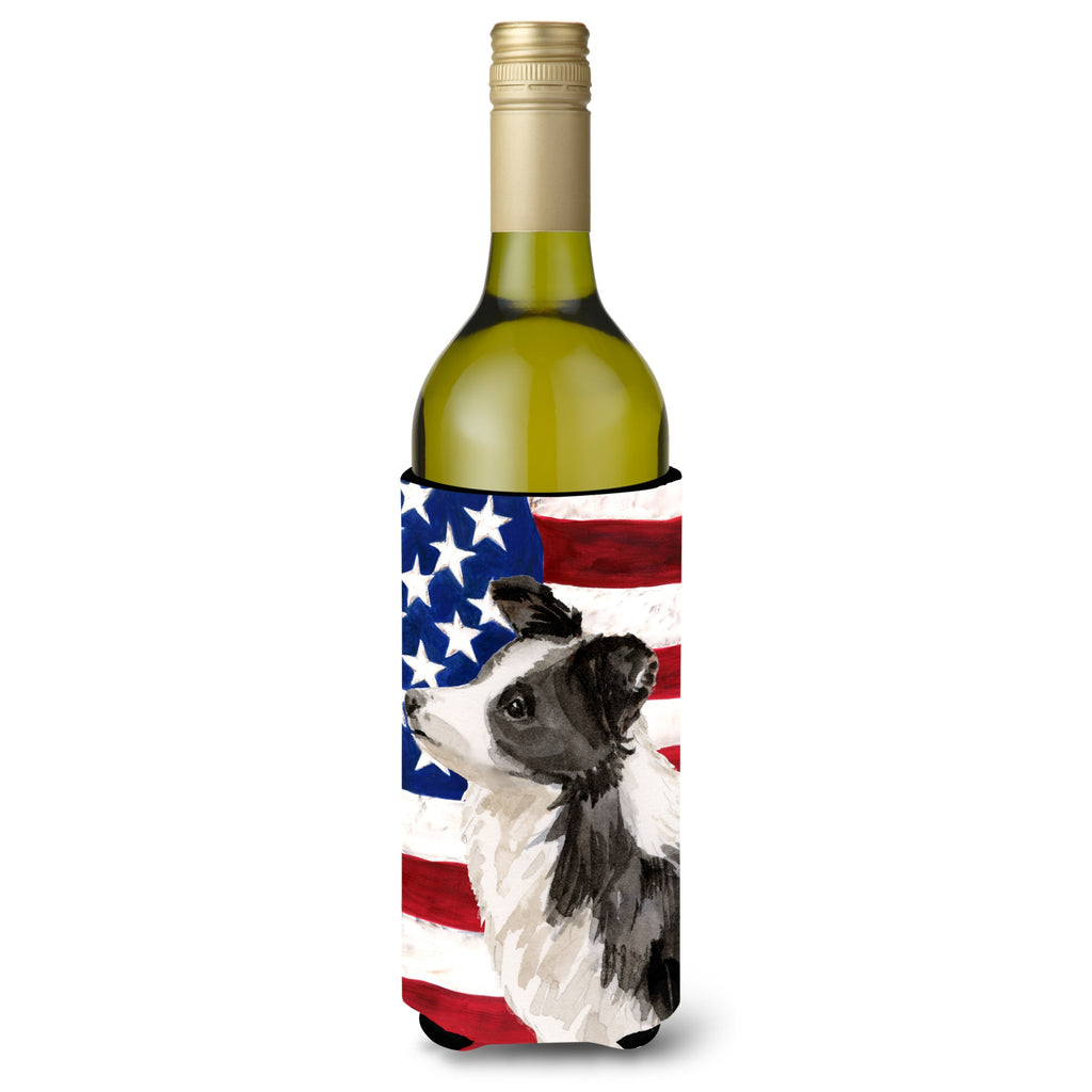 Caroline'S Treasures Border Collie Patriotic Decorative Can Hugger, Slim - Thumbnail 2