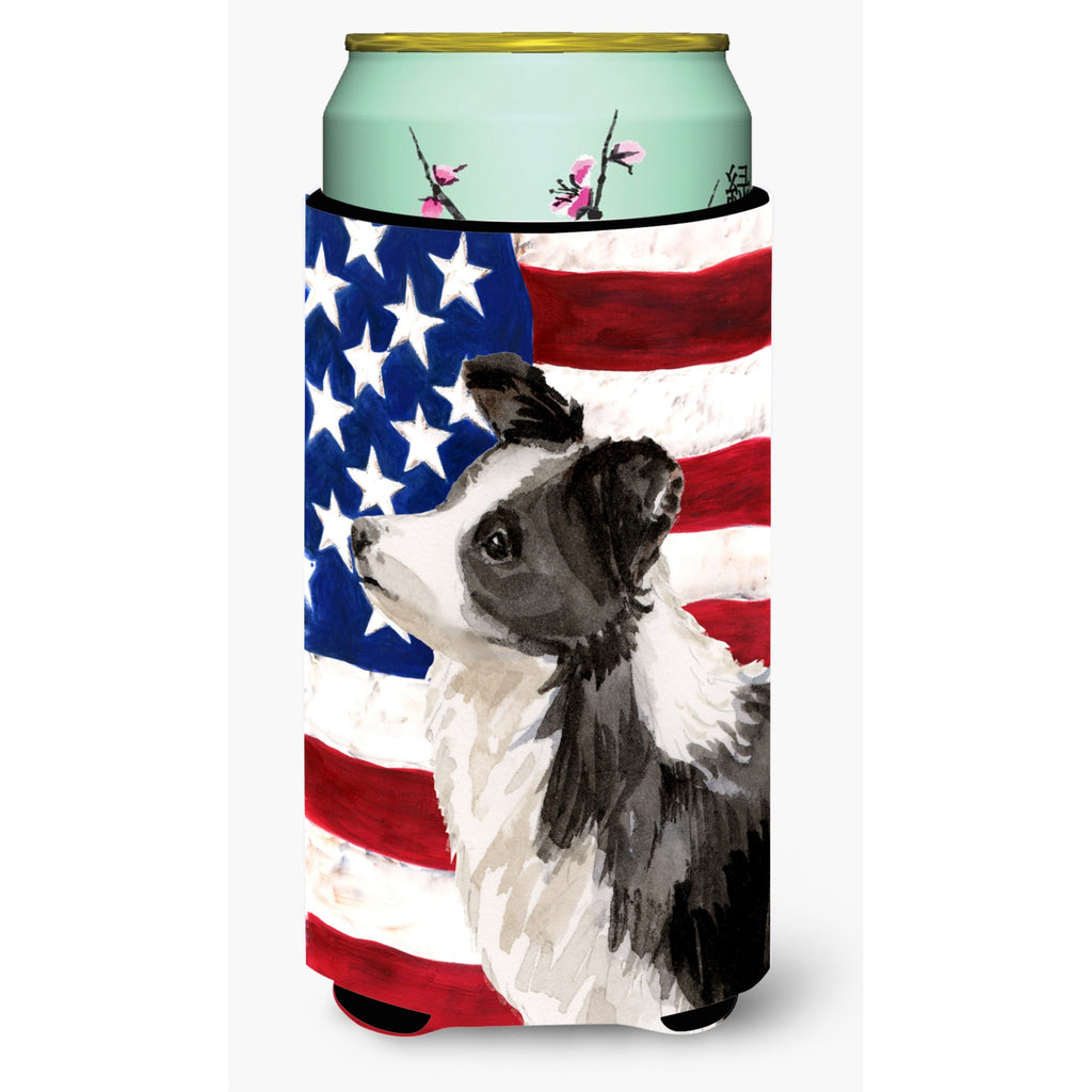 Caroline'S Treasures Border Collie Patriotic Decorative Can Hugger, Slim - Thumbnail 3