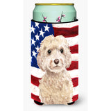 Caroline'S Treasures Champagne Cockapoo Patriotic Decorative Can Hugger, Tall, Multicolor