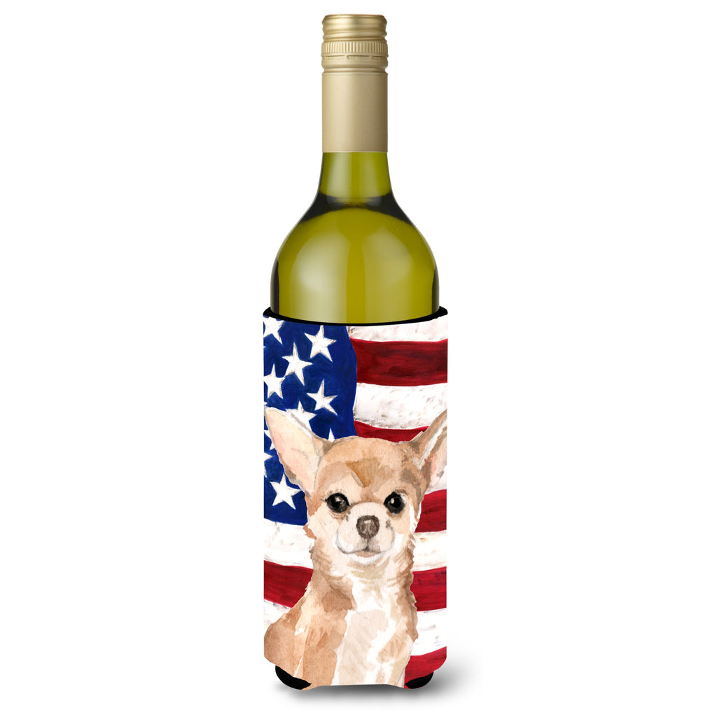 Caroline'S Treasures Long Haired Chihuahua Patriotic Decorative Bottle Hugger - Thumbnail 3