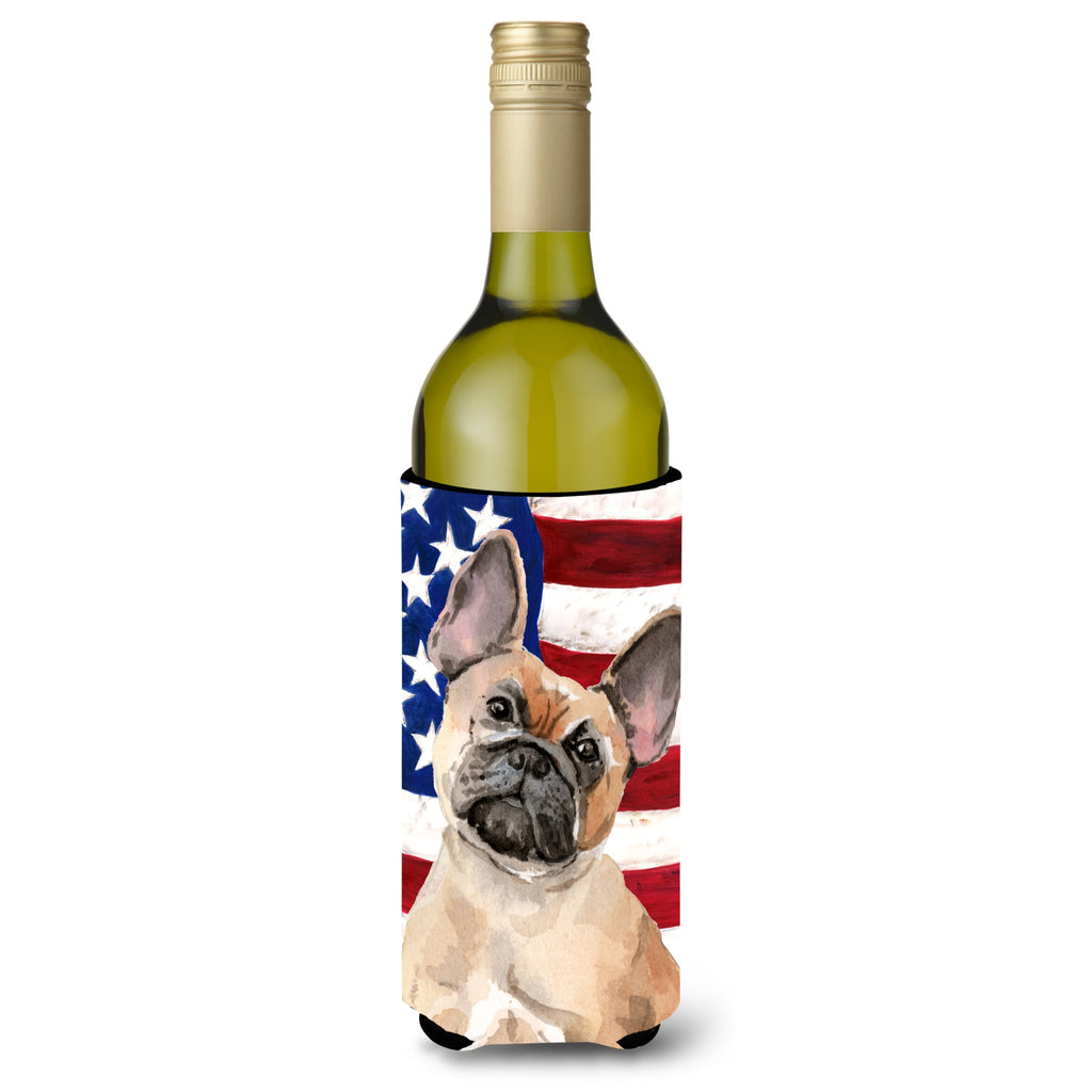 Fawn French Bulldog Patriotic Decorative Bottle Hugger