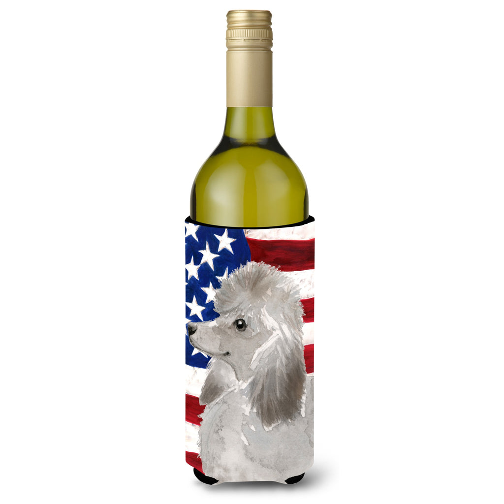 Grey Standard Poodle Patriotic Decorative Bottle Hugger
