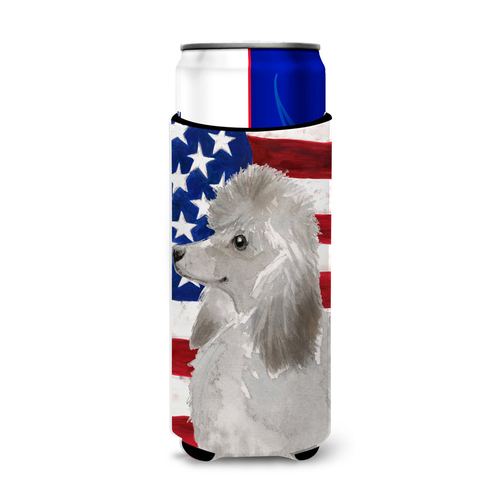 Caroline'S Treasures Grey Standard Poodle Patriotic Decorative Can Hugger, Tall