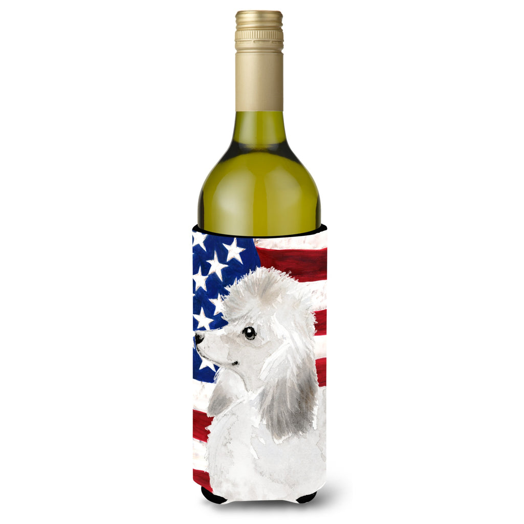 Caroline'S Treasures White Standard Poodle Patriotic Decorative Bottle Hugger
