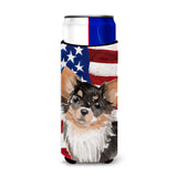 Caroline'S Treasures Long Haired Chihuahua Patriotic Decorative Can Hugger, Slim, Multicolor