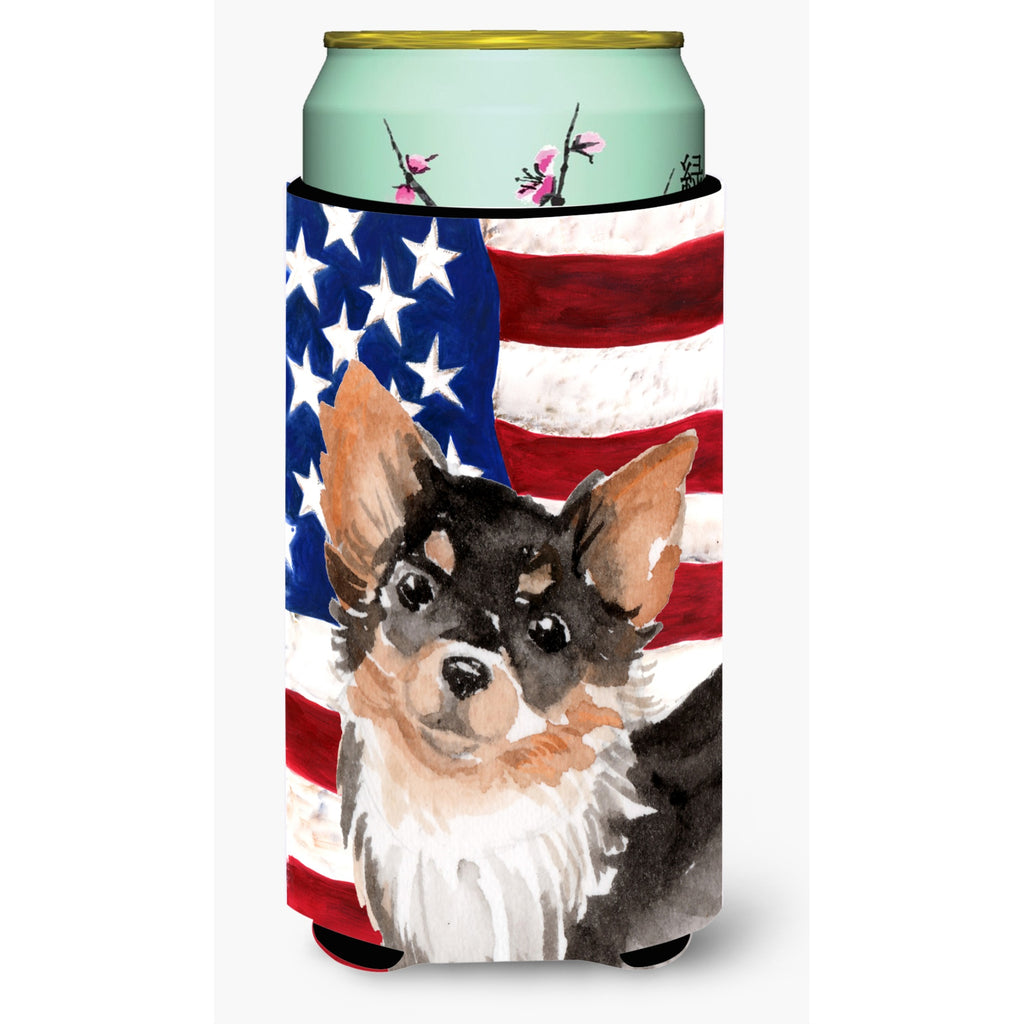 Long Haired Chihuahua Patriotic Decorative Can Hugger, Tall