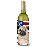 Caroline'S Treasures Fawn Pug Patriotic Decorative Bottle Hugger, 750Ml, Multicolor