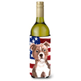 Caroline'S Treasures Red Staffie Bull Terrier Patriotic Decorative Bottle Hugger, 750Ml, Multicolor