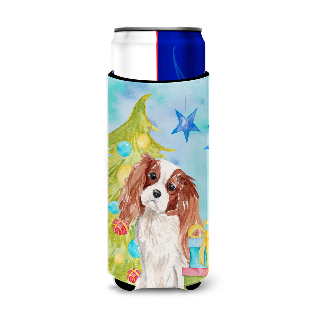 Caroline'S Treasures Tricolor Cavalier Spaniel Christmas Decorative Can Hugger, Slim