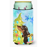 Caroline'S Treasures Black And Tan Dachshund Christmas Decorative Can Hugger, Tall, Multicolor