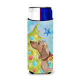 Caroline'S Treasures Red Tan Dachshund Christmas Decorative Can Hugger, Slim, Multicolor