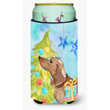 Caroline'S Treasures Red Tan Dachshund Christmas Decorative Can Hugger, Tall, Multicolor