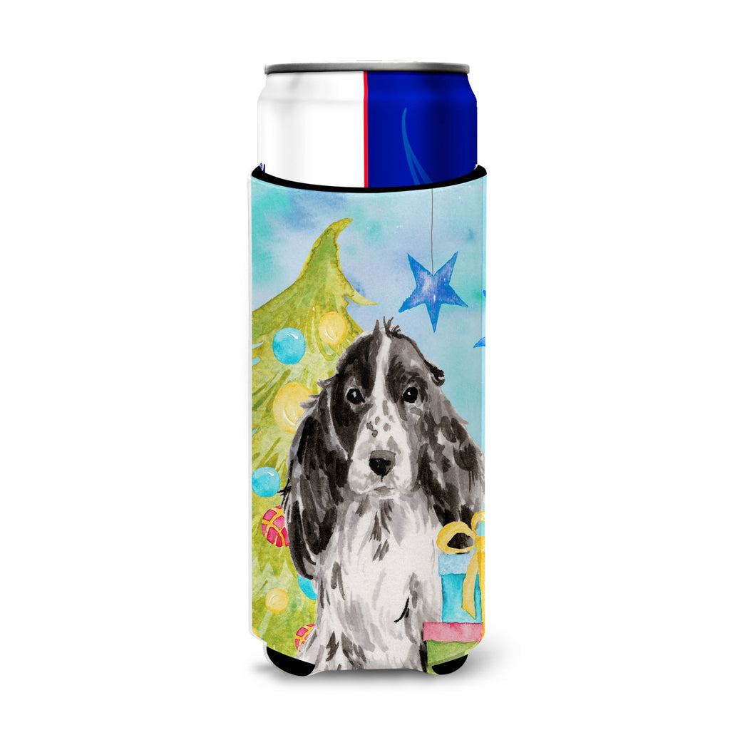 Caroline'S Treasures Black Parti Christmas Decorative Can Hugger, Slim