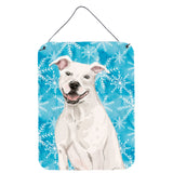 Caroline'S Treasures White Staffie Bull Terrier Winter Metal Print, 16 X 12, Multicolor
