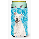 Caroline'S Treasures White Staffie Bull Terrier Winter Decorative Can Hugger, Tall, Multicolor
