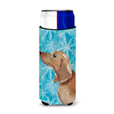 Caroline'S Treasures Red Tan Dachshund Winter Decorative Can Hugger, Slim, Multicolor