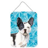 Caroline'S Treasures Black White French Bulldog Winter Metal Print, 16 X 12, Multicolor