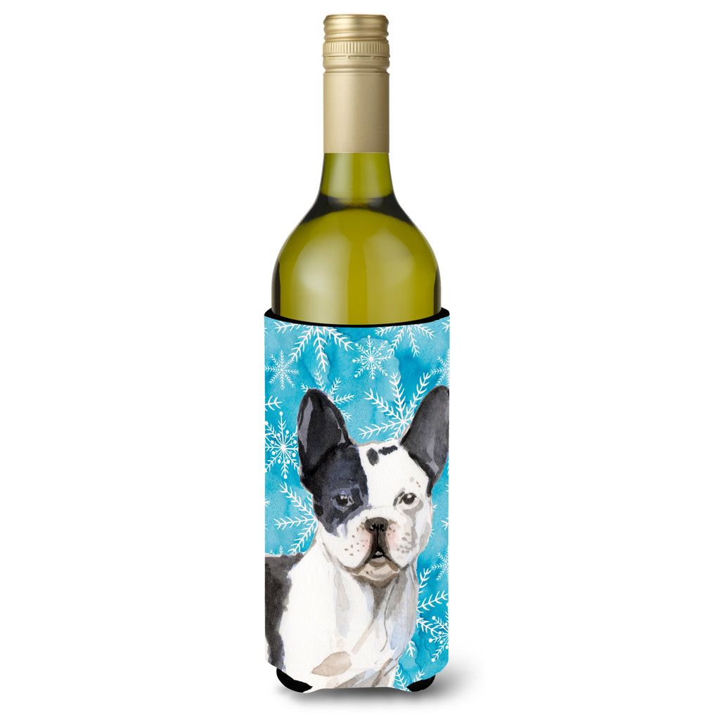 Caroline's Treasures Black White French Bulldog Christmas Decorative Bottle Hugger