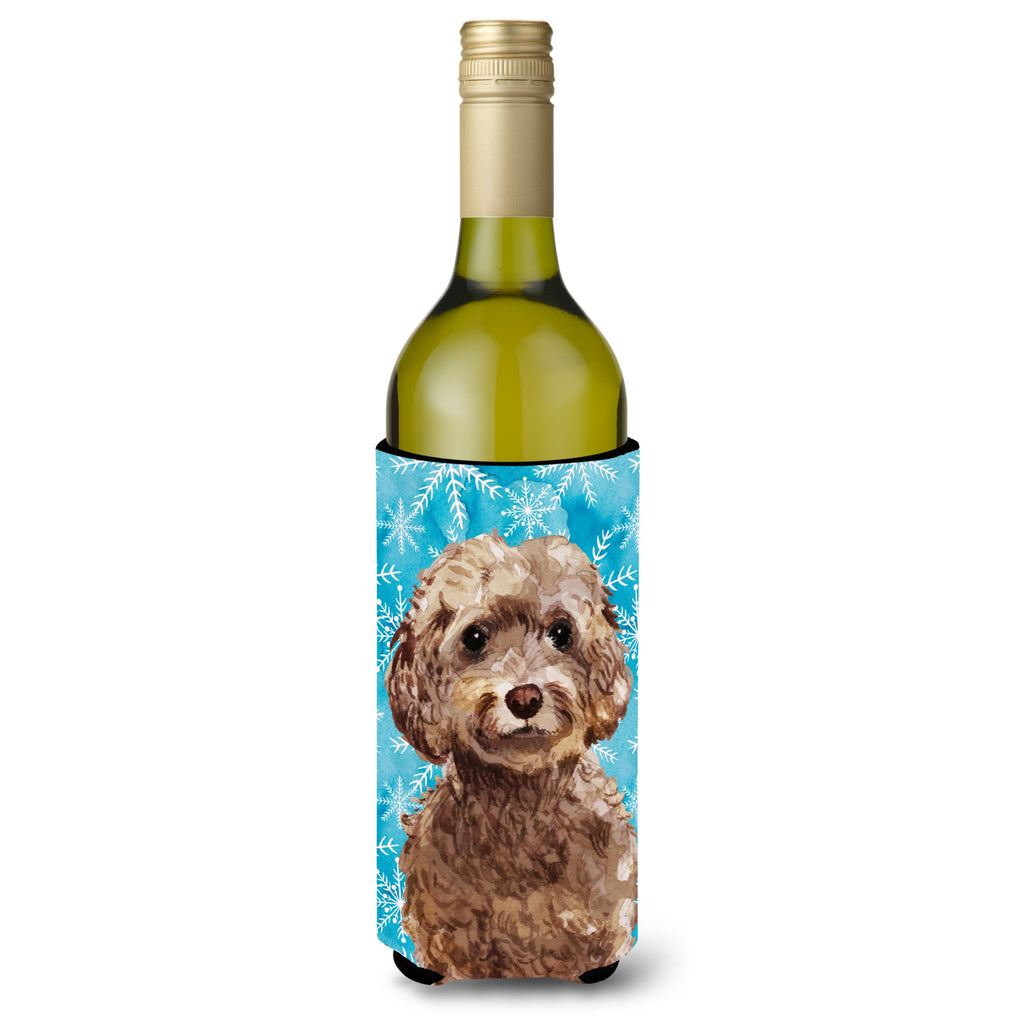 Caroline'S Treasures Brown Cockapoo Winter Decorative Bottle Hugger