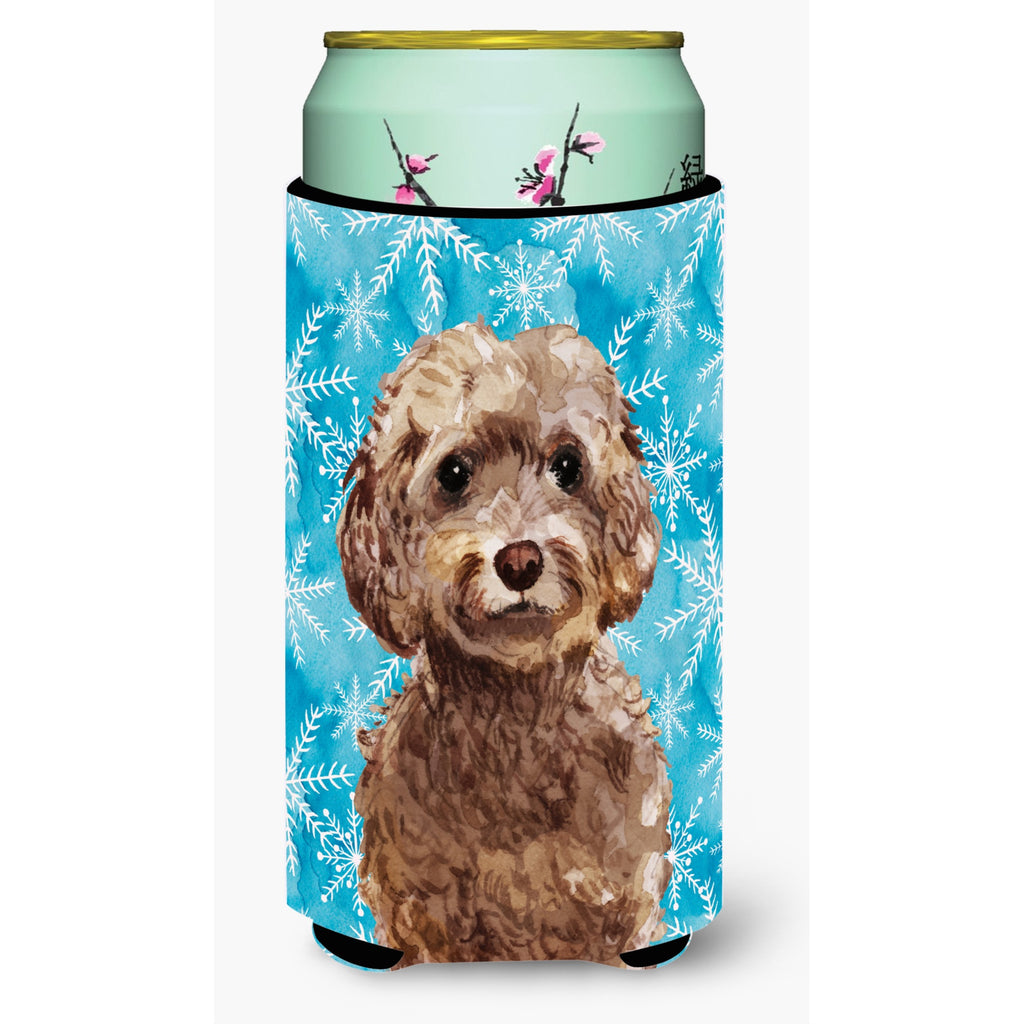 Brown Cockapoo Winter Decorative Can Hugger, Tall
