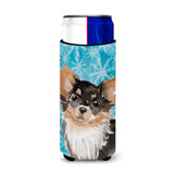 Caroline'S Treasures Long Haired Chihuahua Winter Decorative Can Hugger, Slim, Multicolor