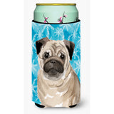 Caroline'S Treasures Fawn Pug Winter Decorative Can Hugger, Tall, Multicolor