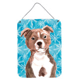 Caroline'S Treasures Red Staffie Bull Terrier Winter Metal Print, 16 X 12, Multicolor
