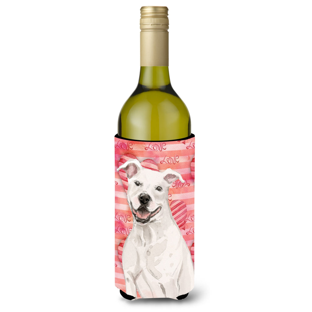 White Staffie Bull Terrier Love Decorative Bottle Hugger
