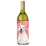 Caroline'S Treasures White Staffie Bull Terrier Love Decorative Bottle Hugger, 750Ml, Multicolor