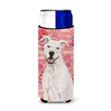 Caroline'S Treasures White Staffie Bull Terrier Love Decorative Can Hugger, Slim, Multicolor