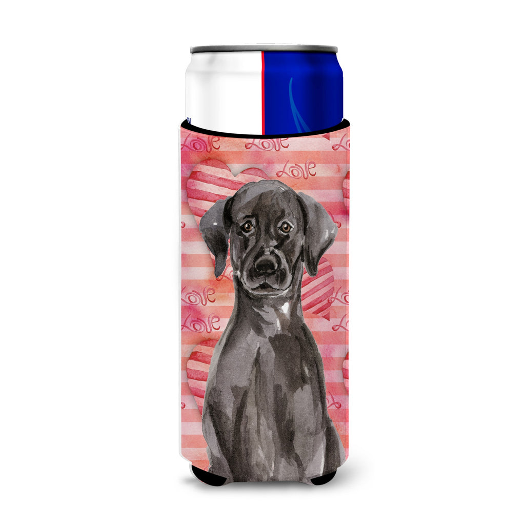 Black Labrador Love Decorative Can Hugger, Slim