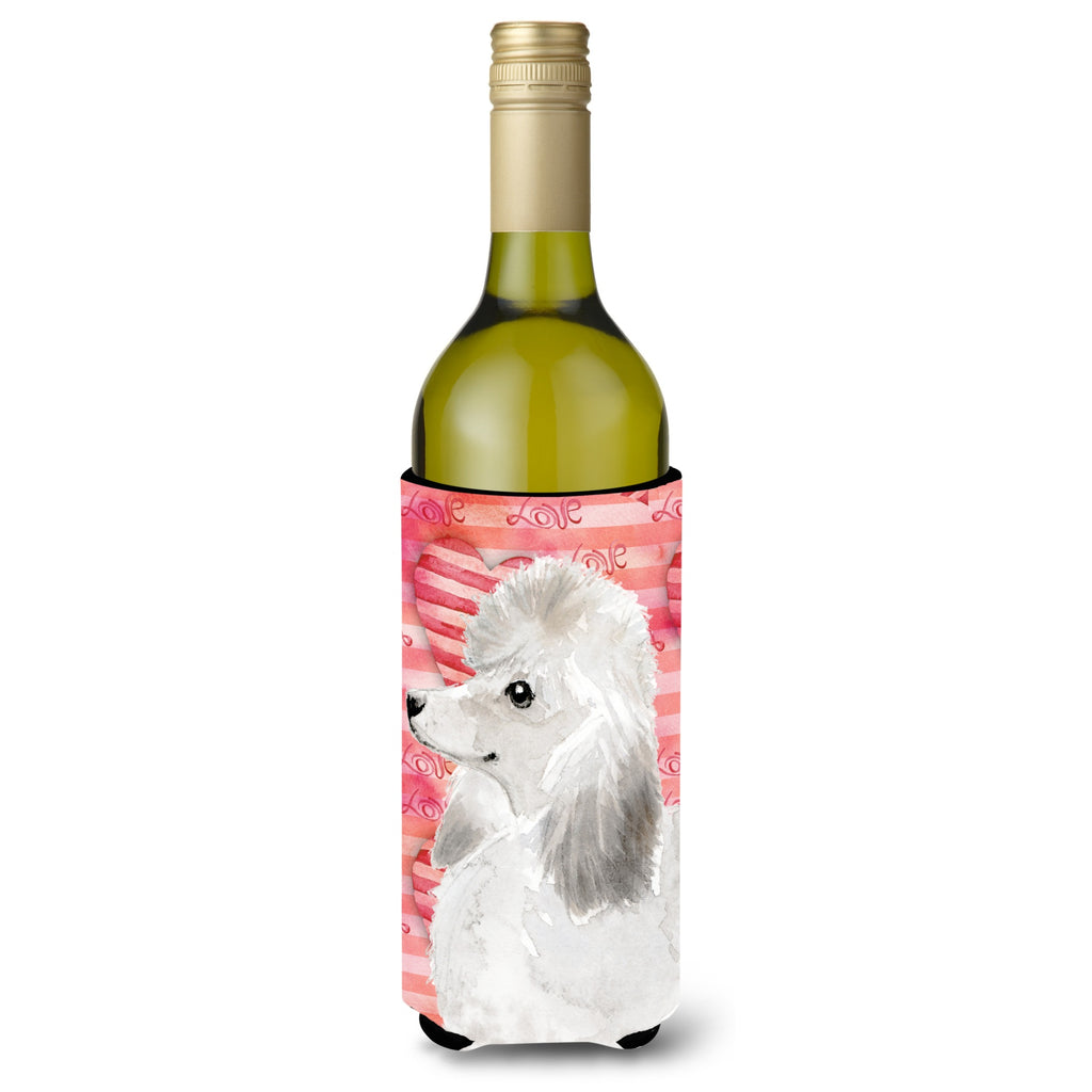 White Standard Poodle Love Decorative Bottle Hugger