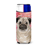 Caroline'S Treasures Fawn Pug Love Decorative Can Hugger, Slim, Multicolor