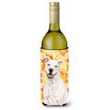 Caroline'S Treasures White Staffie Bull Terrier Fall Decorative Bottle Hugger, 750Ml, Multicolor