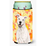 Caroline'S Treasures White Staffie Bull Terrier Fall Decorative Can Hugger, Tall, Multicolor