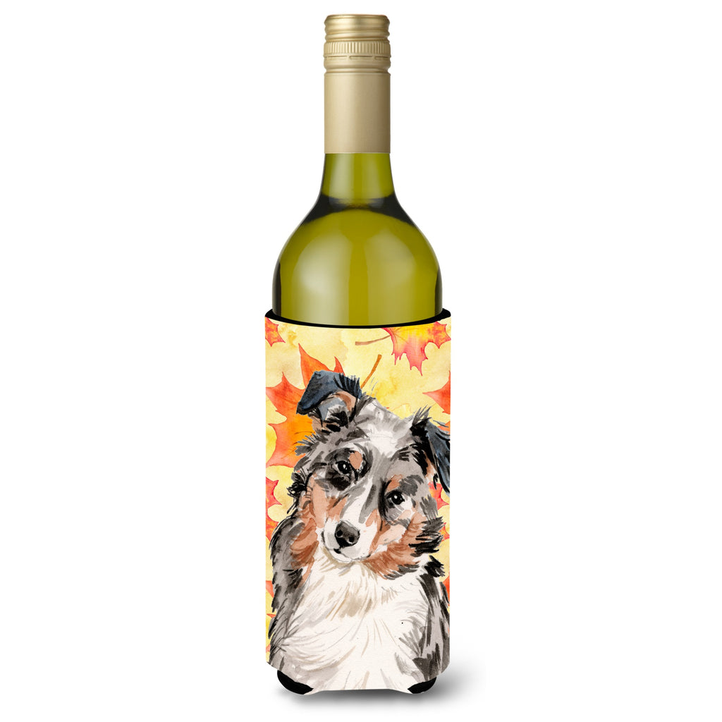 Caroline'S Treasures Australian Shepherd Winter Decorative Bottle Hugger