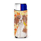 Caroline'S Treasures Brittany Spaniel Fall Decorative Can Hugger, Slim, Multicolor