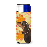 Caroline'S Treasures Black And Tan Dachshund Fall Decorative Can Hugger, Slim, Multicolor