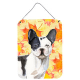Caroline'S Treasures Black White French Bulldog Fall Metal Print, 16 X 12, Multicolor