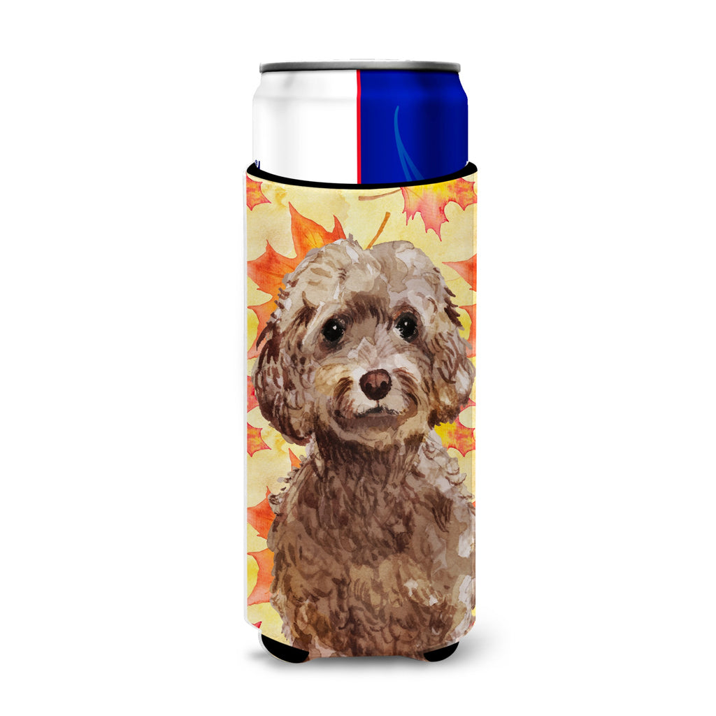 Brown Cockapoo Fall Decorative Can Hugger, Slim