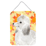 Caroline'S Treasures White Standard Poodle Fall Metal Print, 16 X 12, Multicolor