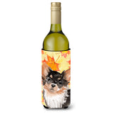 Caroline'S Treasures Long Haired Chihuahua Fall Decorative Bottle Hugger, 750Ml, Multicolor