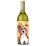 Caroline'S Treasures Red Staffie Bull Terrier Fall Decorative Bottle Hugger, 750Ml, Multicolor