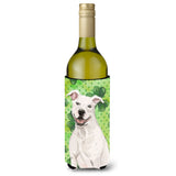 Caroline'S Treasures White Staffie Bull Terrier St. Patrick'S Decorative Bottle Hugger, 750Ml, Multicolor