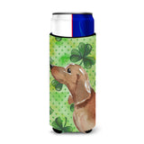 Caroline'S Treasures Red Tan Dachshund St. Patrick'S Decorative Can Hugger, Slim, Multicolor