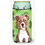 Caroline'S Treasures Red Staffie Bull Terrier St. Patrick'S Decorative Can Hugger, Tall, Multicolor
