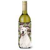 Caroline'S Treasures White Staffie Bull Terrier Pine Cones Decorative Bottle Hugger, 750Ml, Multicolor